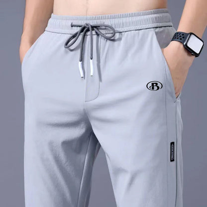 Summer men's ice silk quick drying casual pants slim fit Korean version ice silk pants sports pants straight tube quick drying p