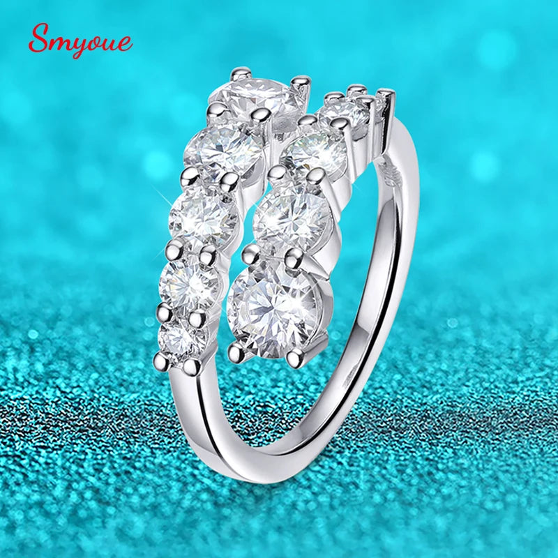 10 Gems Full Moissanite Rings for Women Sparkling Flawless Lab Created Diamond Wedding Band S925 Sterling Silver Jewelry