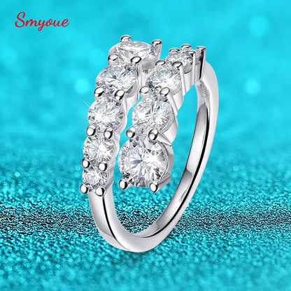 10 Gems Full Moissanite Rings for Women Sparkling Flawless Lab Created Diamond Wedding Band S925 Sterling Silver Jewelry