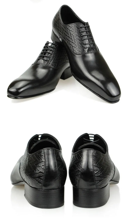 High Grade Black Leather Shoe Formal Office Oxfords Elegant Wedding Position Braid Leather Business Lace Up Men Shoes  Handmade