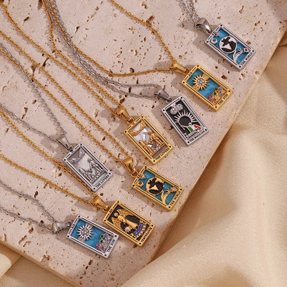 Original New Tarot Queen Lover Magician Moon Necklace Tarnish Free Stainless Steel Jewelry 18K Gold Plated Decoration