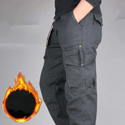 Men's Winter Cargo Pants Double Layer Fleece Warm Thick Camouflage Tactical Cotton Long Trousers Men Baggy Casual Cotton Pants