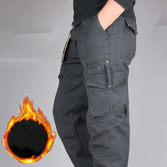 Men's Winter Cargo Pants Double Layer Fleece Warm Thick Camouflage Tactical Cotton Long Trousers Men Baggy Casual Cotton Pants