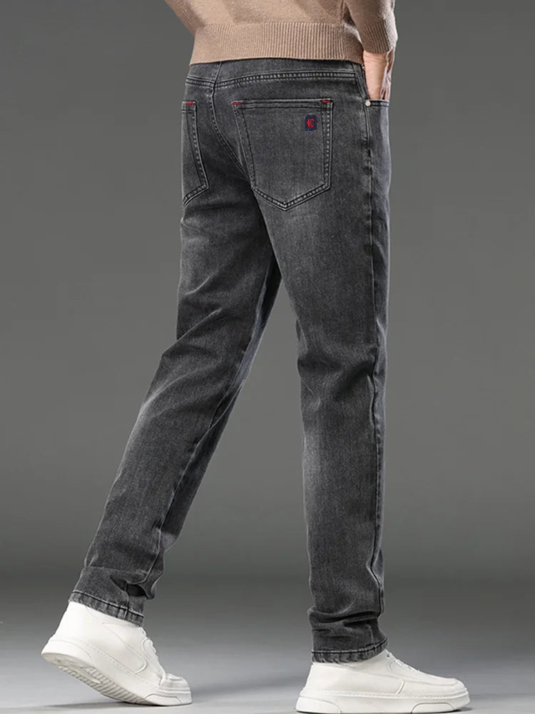 2026 New Men's Slim Fit Straight Leg Jeans European Style Versatile Business Casual Stretchy Long Pants