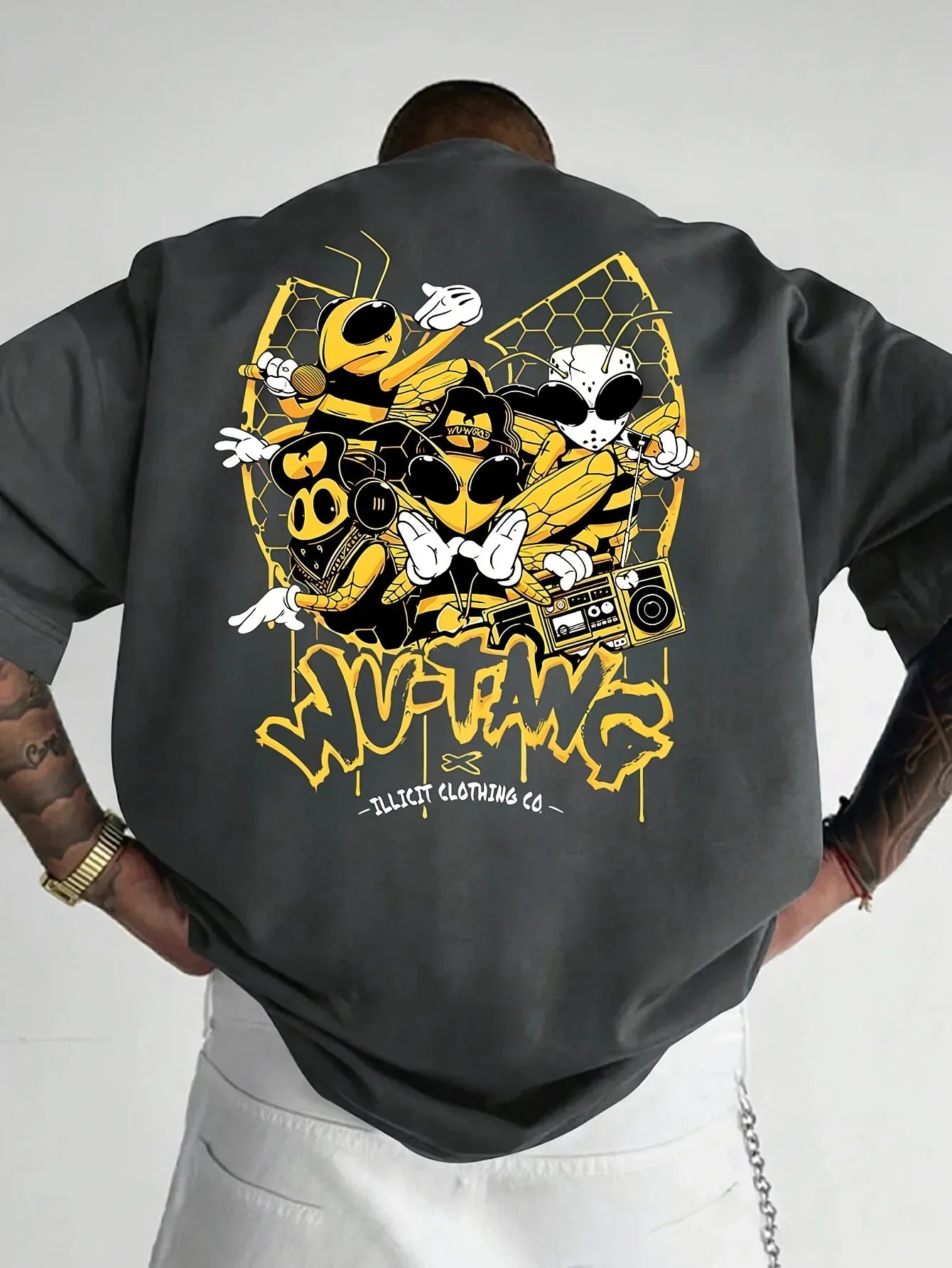 Cartoon Bee Print Tshirts For Men Summer New Casual Round Neck Short Sleeve Tees Fashion Gift Street Trend Tshirts Men Clothing
