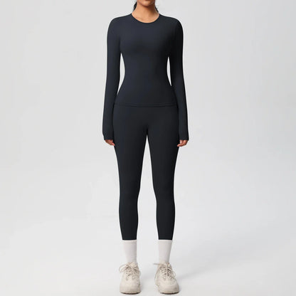 2 PCS Sportswear Yoga Set Gym Clothes Yoga Suits For Women Fitness Set Tracksuits Sports Long Sleeve Crop Top Gym Leggings