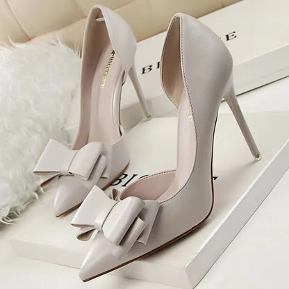 Shoes Bow-knot Woman Pumps Stiletto 10.5 Cm Women Basic Pump Pointed Toe Classic Pumps Sexy High Heels Women Shoes 2026