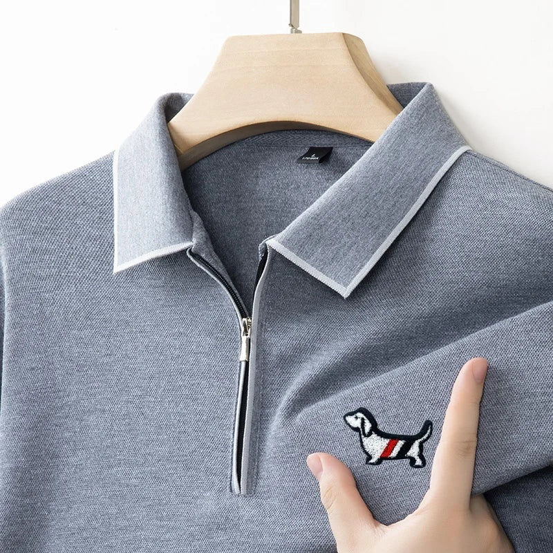Designer Men's  Lapel Long Sleeve Polo Shirt Spring New Cartoon Embroidery T-Shirt Top Versatile Fashion Business Men's Clothing