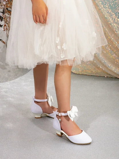 Girl Princess Dress Sandals Summer New Versatile Kids Fashion High Heels Shoes Sweet Bowknot Versatile Children Causal Sandals