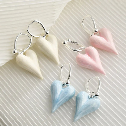 Fashion Jewelry Sweet Korean Temperament Heart Earrings For Women Party Gifts Simply Design Ear Accessories 2025 Trend New