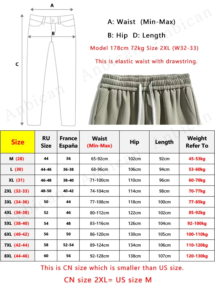 Men's Jogger Cotton/Polyester Sweatpants Big Size 8XL 7XL 6XL Sports Baggy Pants Sting Banding  Hip Hop Loose Harem Trousers