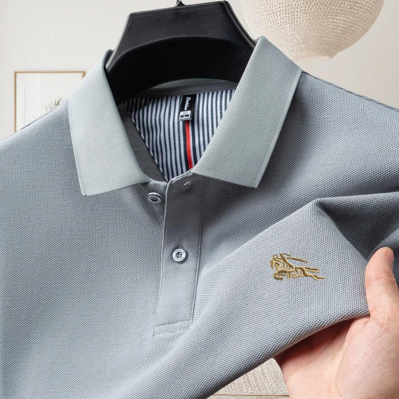 100% pure cotton luxury brand short sleeve men's polo shirt summer fashion letter embroidery design golf top breathable T-shirt