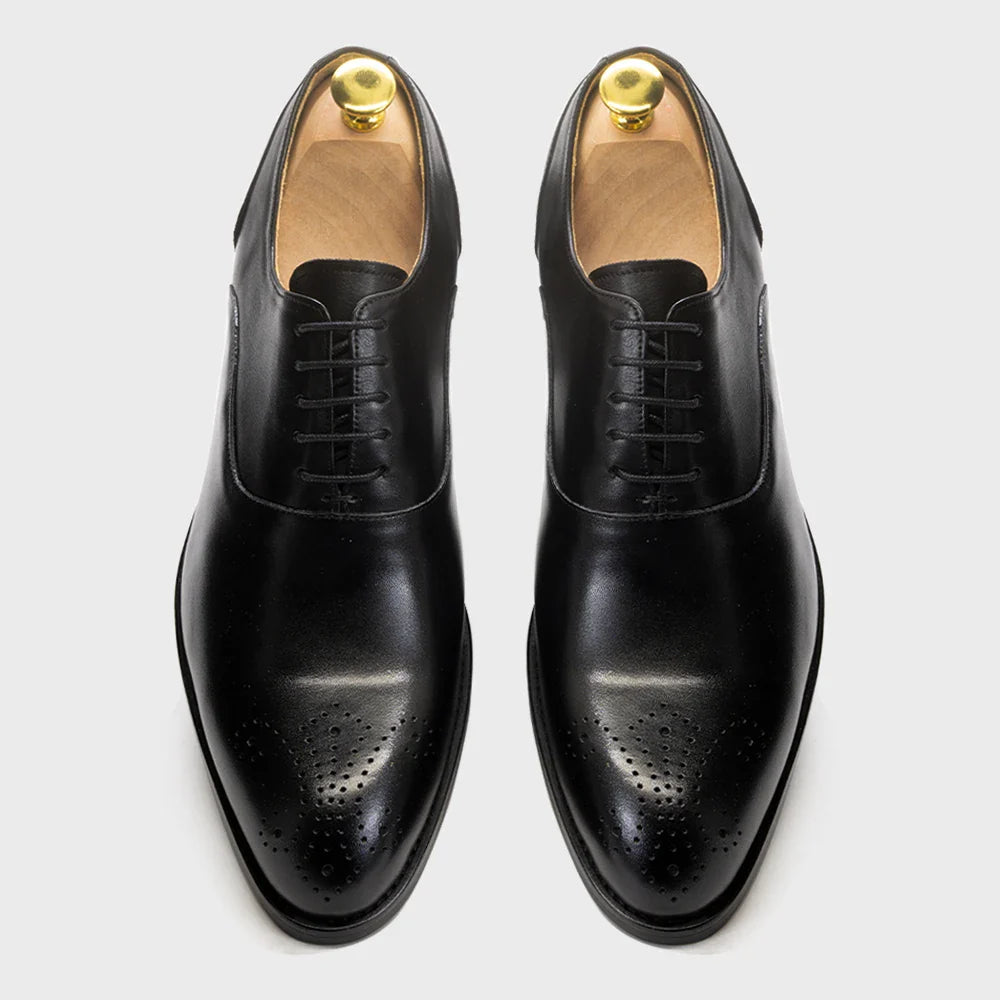 Men's Classic Italian Style Genuine Leather Oxfords Dress Shoes Lace-Up Black/Brown Business Office Wedding Formal Footwear