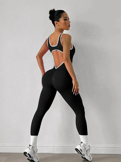 Jumpsuit for Women Workout Seamless Jumpsuits Yoga Ribbed One Piece Tank Tops Rompers Sleeveless Exercise Jumpsuits