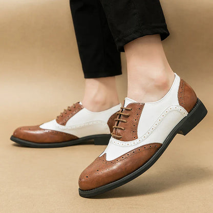 Luxury Italian White Groom Leather Shoes Men's Business Wingtip Oxfords Monk Lace-up Brock Banquet Wedding Formal Shoes for Men