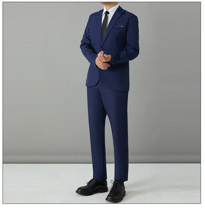 S-8XL Suit Men's Fashion Casual Outdoor (Blazer+ Pants) Gentleman Business Wedding Slim-fit Formal British Style Wedding Suit