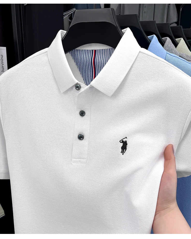 High end brand 100% cotton short sleeve polo shirt men luxur pony embroidery comfort breathable fashion T-shirt summer new top