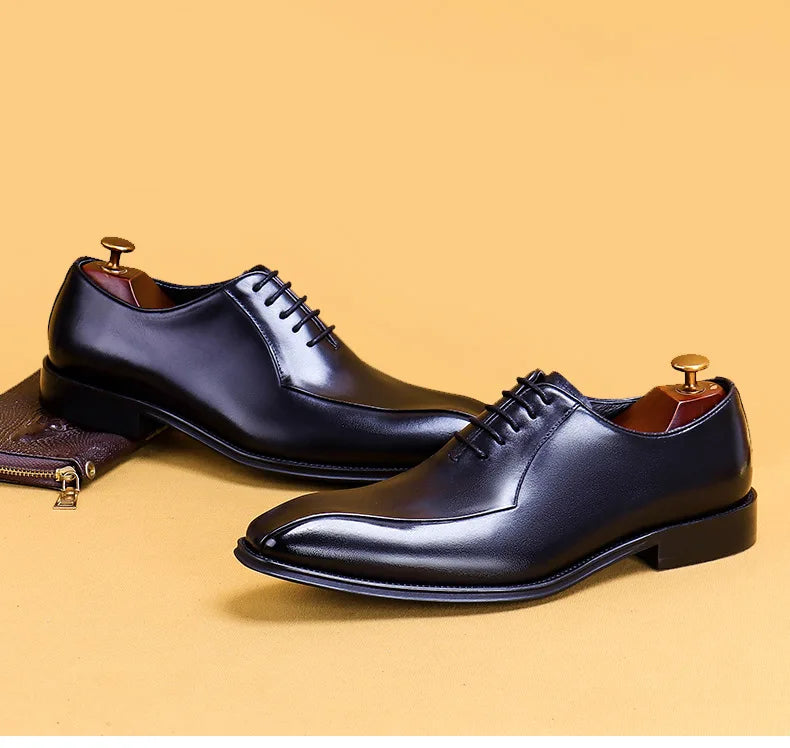 Italian Luxury High Quality Elegant Male Natural Genuine Leather Social Shoes Office Career Business Formal Solid Oxfords Shoes
