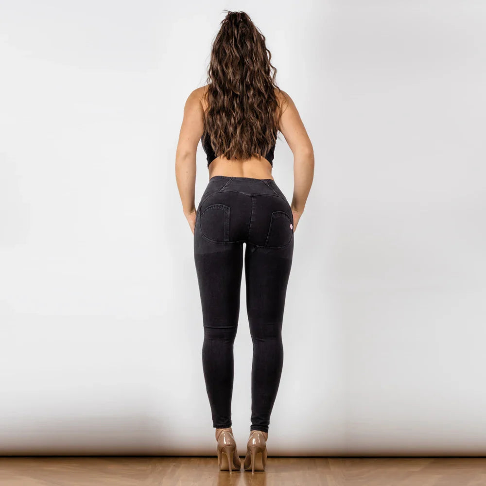 Jeans Black Skinny Women Stretchable Jeans Slimming Jeggings Streetwear With Three Buttons