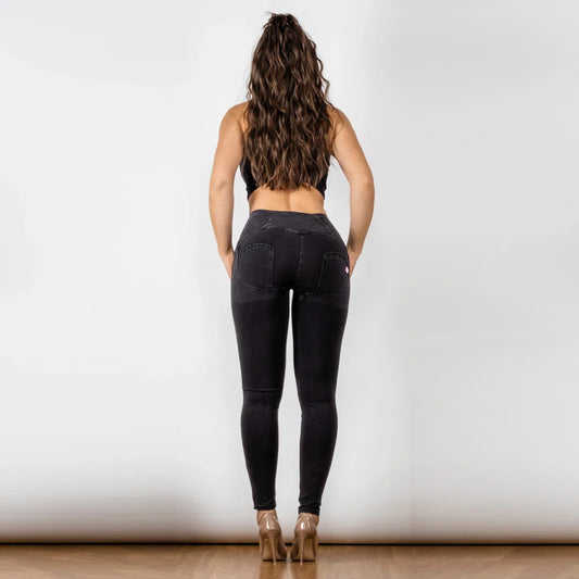 Jeans Black Skinny Women Stretchable Jeans Slimming Jeggings Streetwear With Three Buttons