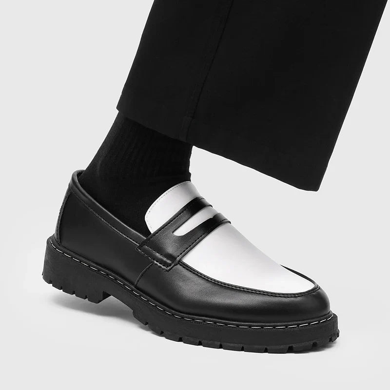 Color Blocked Men Loafers  Fashionable Comfortable Thick Soled Non Slip  for Daily Commuting Office Business  Formal Wear Shoe