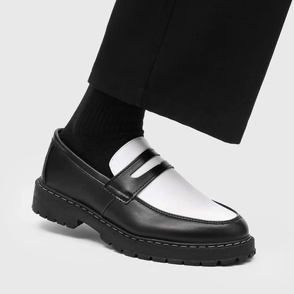 Color Blocked Men Loafers  Fashionable Comfortable Thick Soled Non Slip  for Daily Commuting Office Business  Formal Wear Shoe