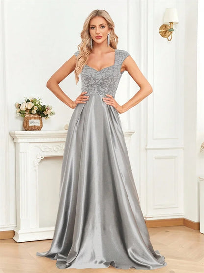 Vestido Longo Preto Elegante com Lantejoulas para Noite Feminino 2025 Luxuoso Decote U Cetim Formatura Festa Coquetel
