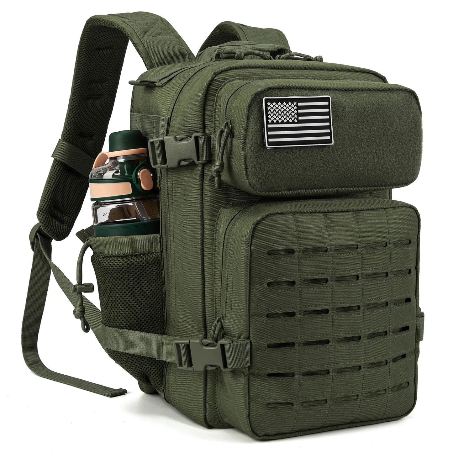 25L Tactical Backpacks for Men survival Laser Cut Molle Daypack Small Bug Out Bag Gym Hking Rucksack with Dual Cup Holders