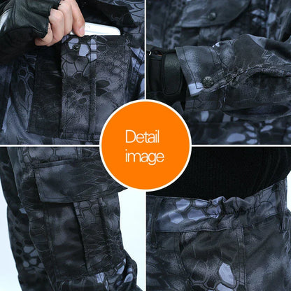 Outdoor Uniform Men's Soft Tracksuit Suit Black Python Pattern Wear-resistant Overalls Labor Insurance Cloth