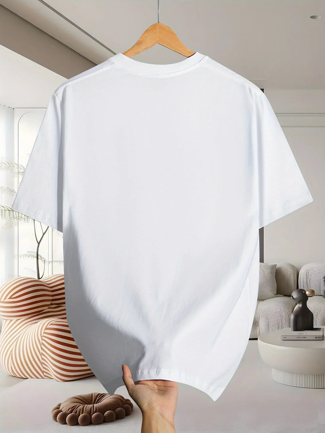 Men's 100% pure cotton fashionable casual loose retro pattern printed round neck short sleeved T-shirt top