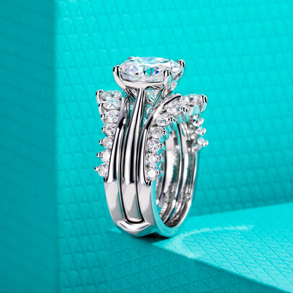 3ct Oval Moissanite Wedding Bands 18k Gold Plated 925 Sterling Silver Bridal Rings Set for Girls Jewelry Wholesale