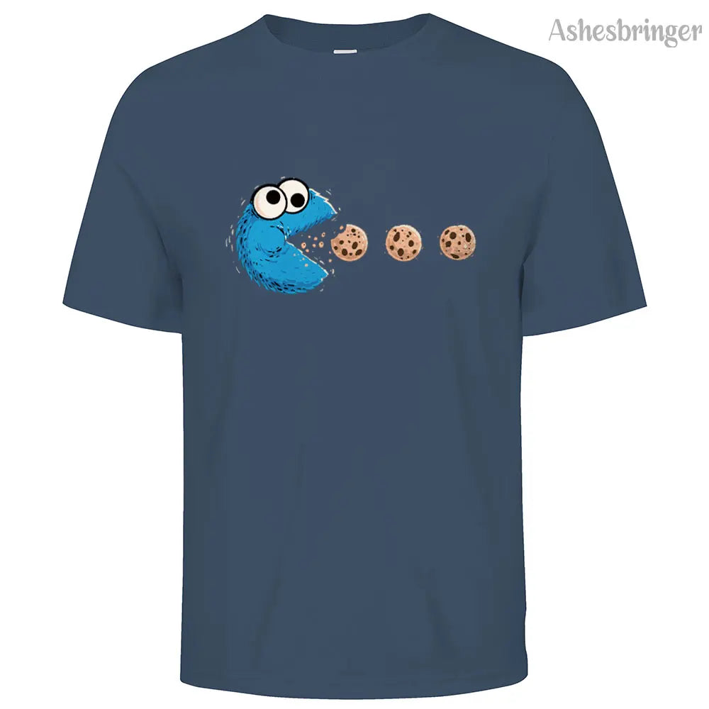 Mens Cotton Funny NomNom-Cookie Adventure Graphic T Shirt on Unisex Street Casual Style Tee for Men and Women
