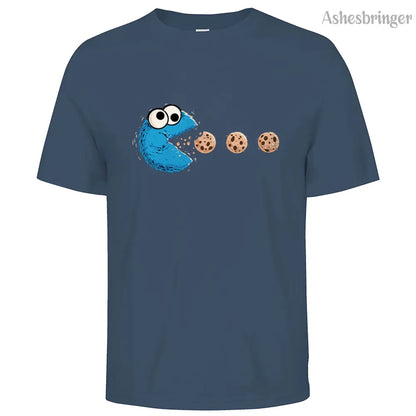 Mens Cotton Funny NomNom-Cookie Adventure Graphic T Shirt on Unisex Street Casual Style Tee for Men and Women