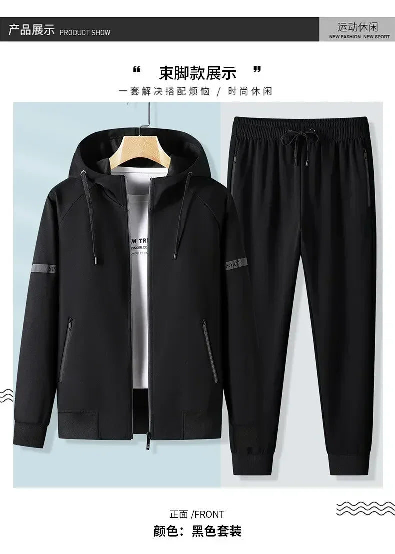 Men Running Sports Tracksuits Hoodies Zipper Outwear Sportwear+Sweatpants Sets Male Workout Sports Outfit Autumn Spring Sets men