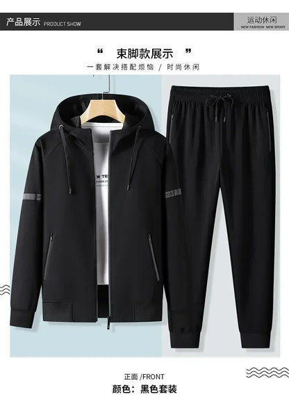 Men Running Sports Tracksuits Hoodies Zipper Outwear Sportwear+Sweatpants Sets Male Workout Sports Outfit Autumn Spring Sets men