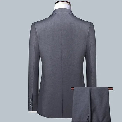 Suit  Outdoor Gentleman Solid-color Men's Fashionable Formal Business Wedding Hosting Banquets Casual and Fitted Gentle Suit