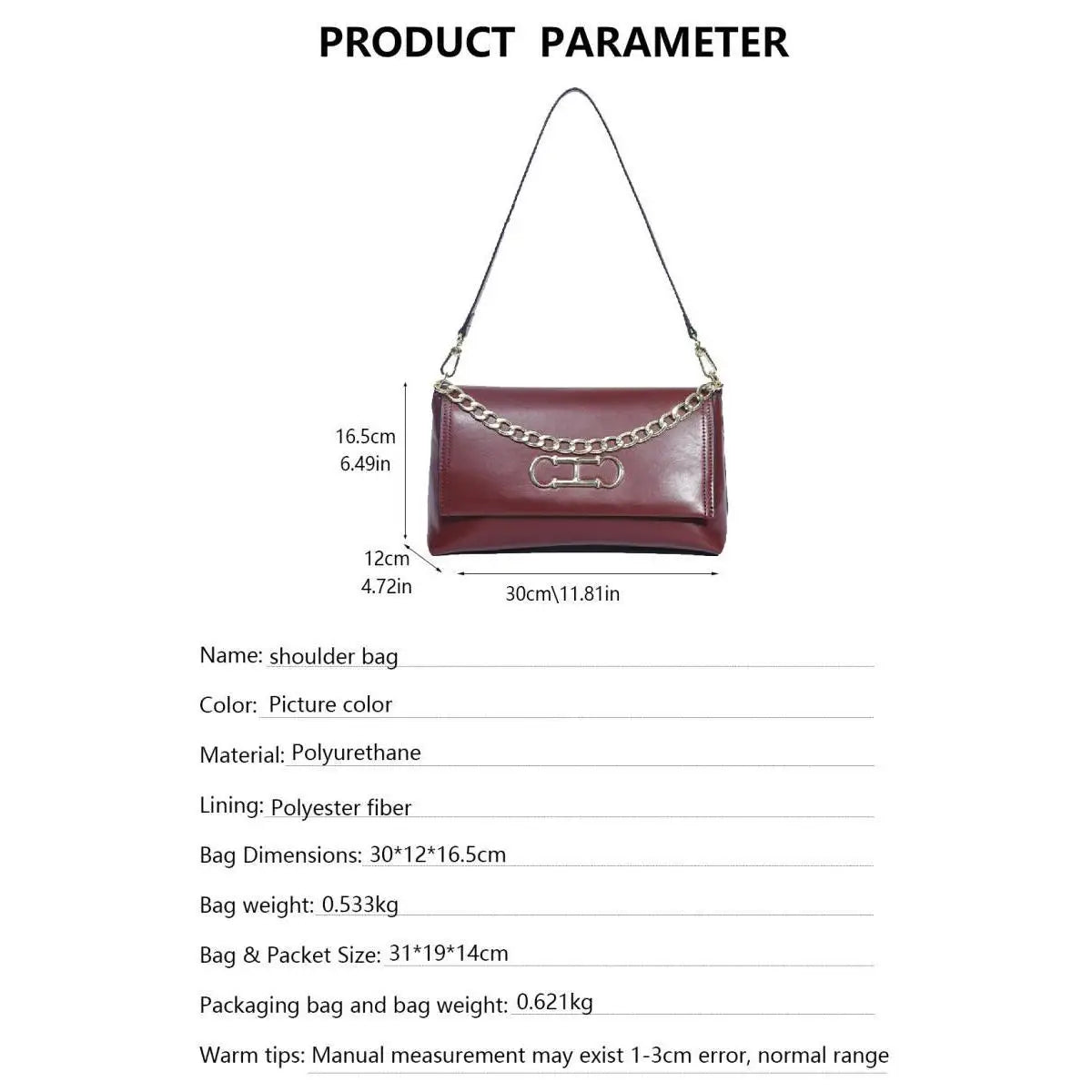 Elegant Black Leather Women Shoulder Bag Metal Logo Flap Handbag Chain Strap Office Commute Daily Casual