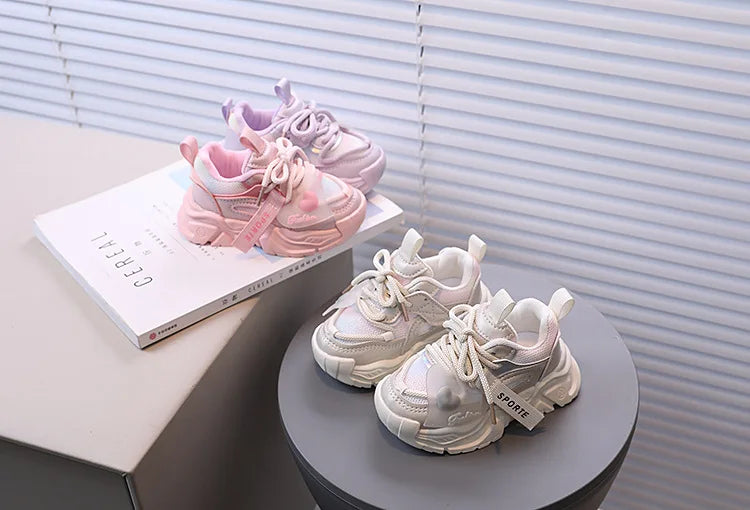 Girl Child Sport Shoe 2026 Spring Mesh Breathable Toddlers School Running Sneakers Fashion Non-slip Kids Boys Basketball Shoes