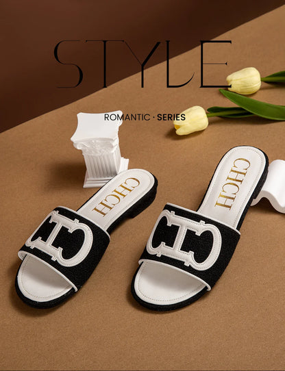 Women's Slippers New Fabric Fashion Flat Sandals Business Banquet Women's Shoes