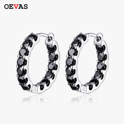 100% 925 Sterling Silver 3mm Real Moissanite Hoop Earrings For Men Women 2023 Trending Luxury Wedding Party Fine Jewelry