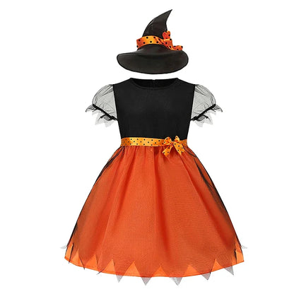 Baby Girls Halloween Witch Costume Children Cosplay Vampire Dresses Carnival Party Clothes Dress Up Clothes for Children