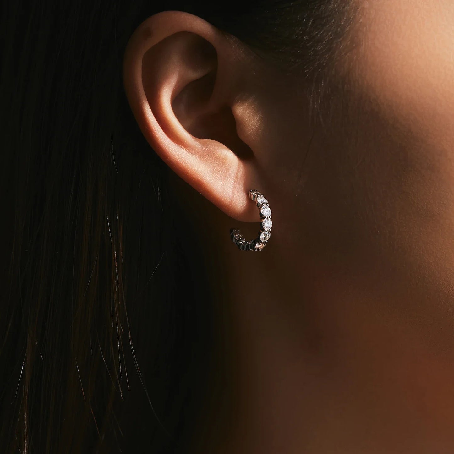 D Color C Shape Moissanite Earrings 925 Sterling Silver Charming Dazzling Hoop Earrings For Women Wedding Fine Jewelry