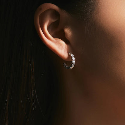 D Color C Shape Moissanite Earrings 925 Sterling Silver Charming Dazzling Hoop Earrings For Women Wedding Fine Jewelry