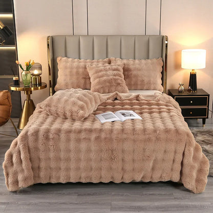 Super Soft Bubble Rabbit Velvet Blankets Multi Purpose All Seasons Air Conditioning Plush Blanket Solid Sofa Cover for Home