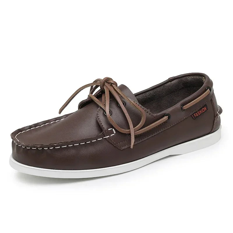 Men leather casual loafers slip-on soft business shoes comfortable summer formal footwear