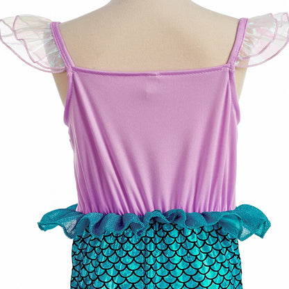 Girls Little Mermaid Aurora Costume Children Ariel Sleeping Beauty Dress Kids Peach Wedding Pink Fantasy Princess Disguise
