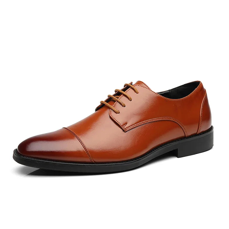 Classic Derby Shoes Leather Man Business Dress Office Leather Shoe Flats For Men Fashion Wedding Party Suit Club Shoe Vintage