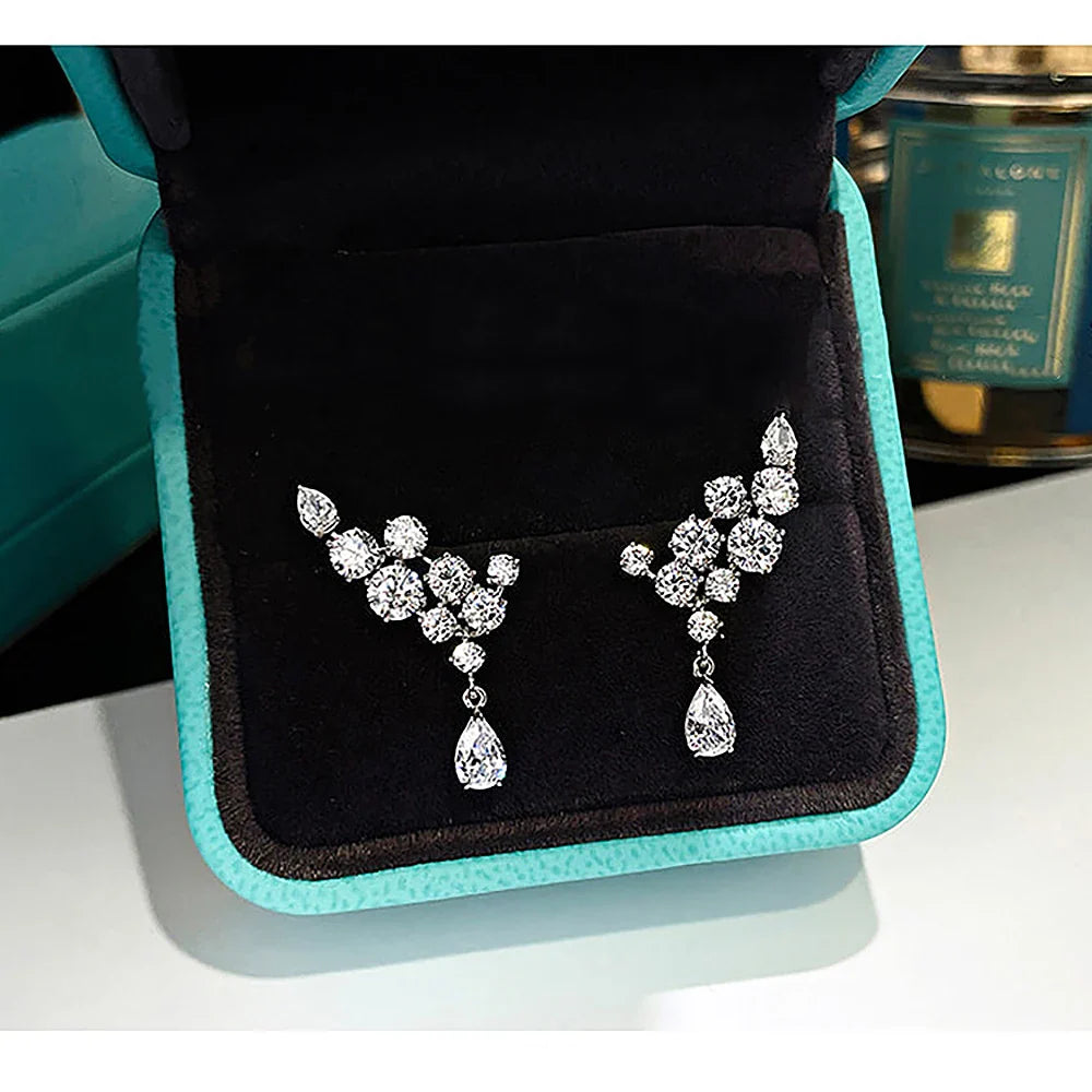 Moissanite Drop Earrings with Certificate 100% 925 Sterling Silver Plated 18k Gold Water Drop Pear Cut Diamond Earring Jewelry