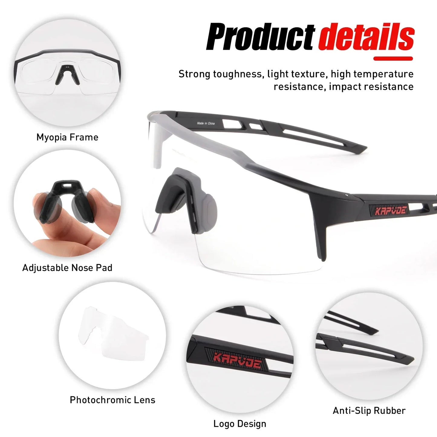 Photochromic Cycling Sunglasses for Men Women Bike Glasses Riding Driving UV400 Mountain Bicycle Goggles Eyewear Sports