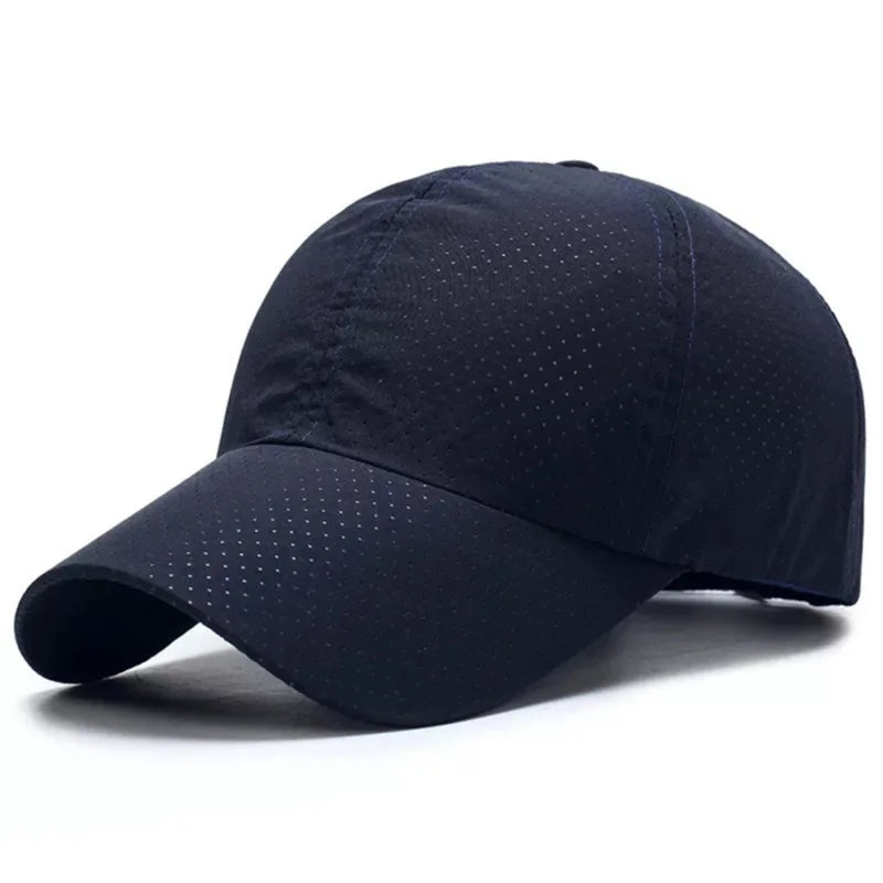 Summer Outdoor Black Sports Dry Fit Baseball Caps Breathable Mesh Hiking Hunting Cap Solid Color Adjustable Fitted Cap